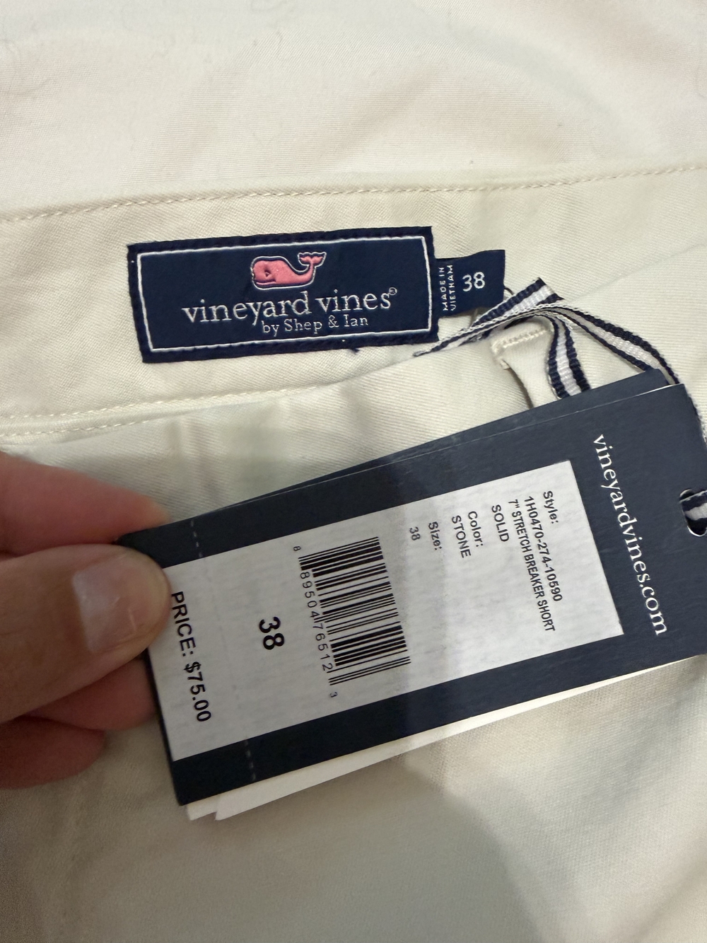 Vineyard Vines Breaker Shorts Men's 38 Stone Khaki Stretch Chino Shorts NWT - Picture 3 of 4